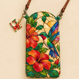 Hummingbird Hibiscus Quilted Slim Phone Crossbody Bag