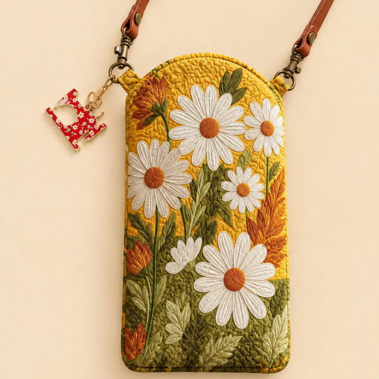 Daisy Flower Quilted Slim Phone Crossbody Bag