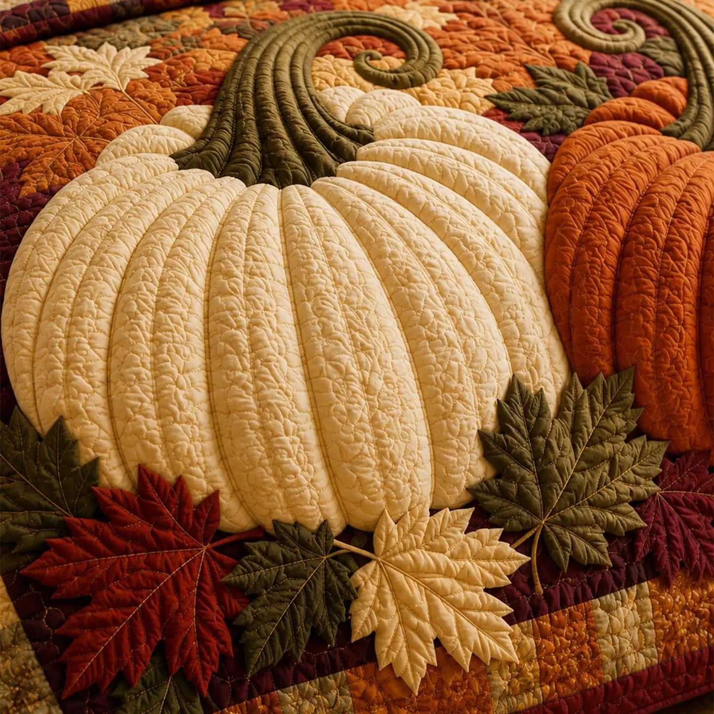Pumpkin Harvest Quilted Bedding Set
