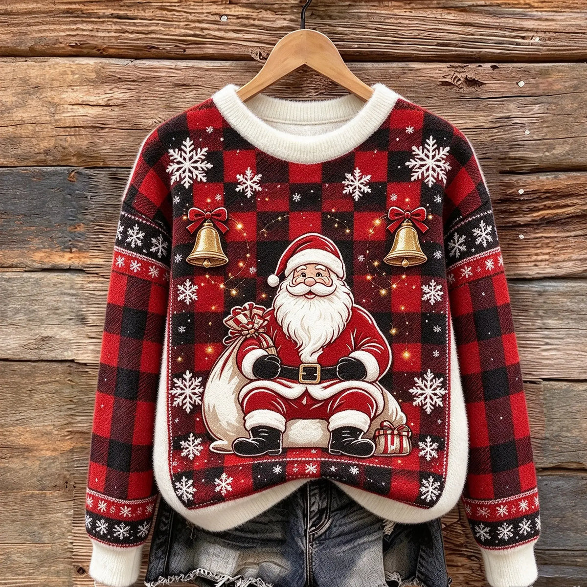 Plaid Santa Cozy Plush Sweatshirt