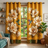Golden Magnolia Quilted Curtains