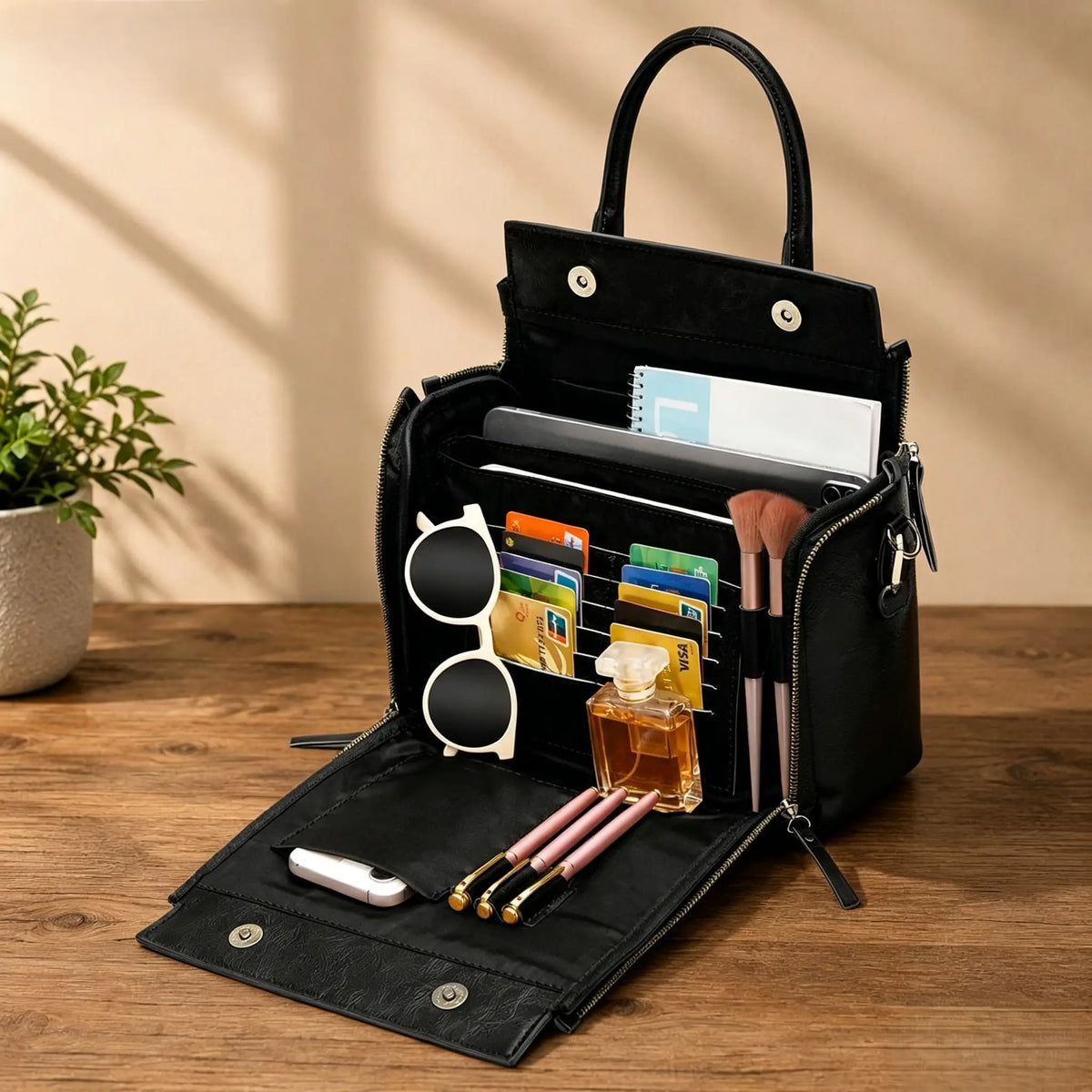 Retro PU Leather Handbag with Multi Card Slot