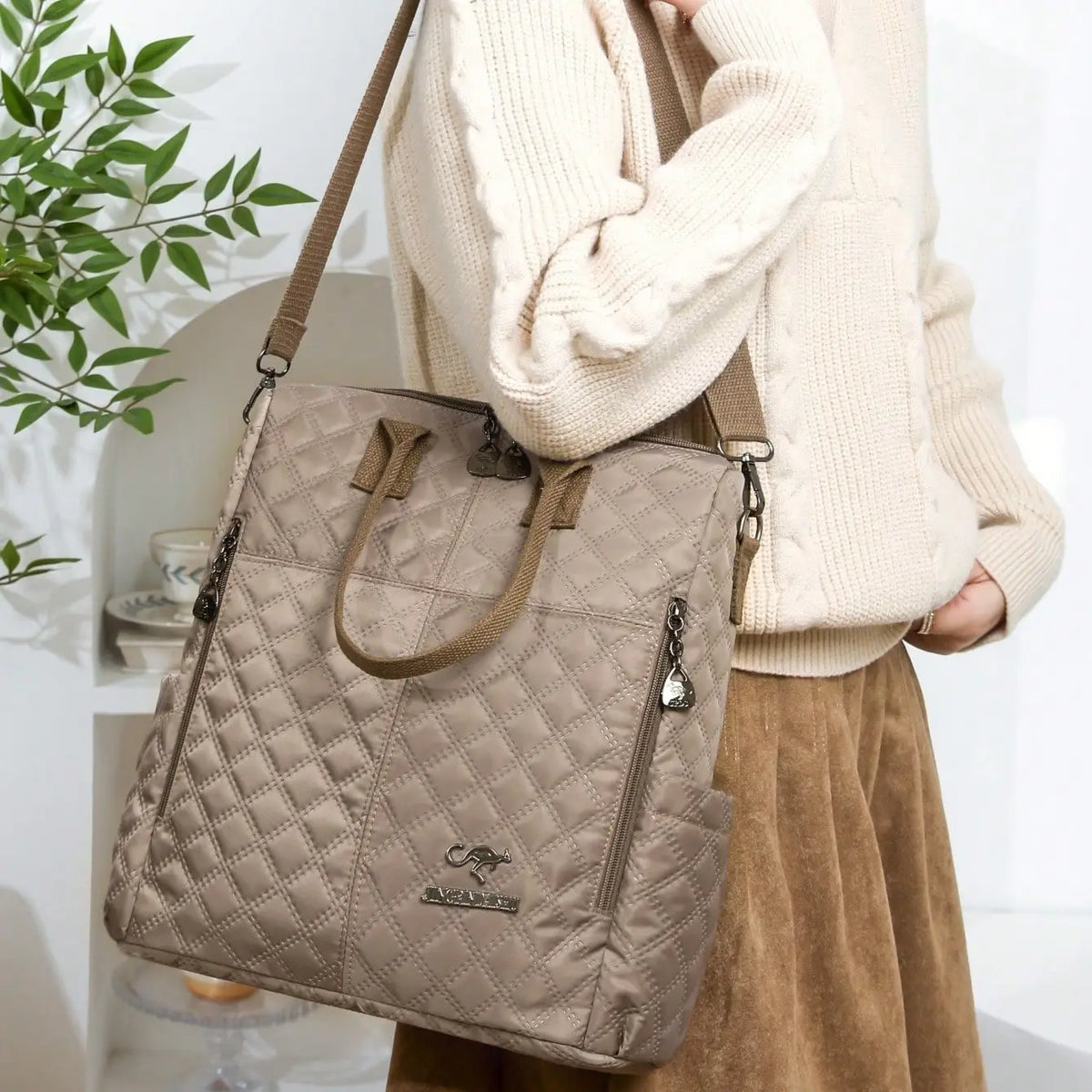Anti-Theft Vintage Quilted Nylon Women's Backpack