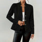 Textured Knit Stand-Collar Open-Front Blazer
