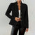 Textured Knit Stand-Collar Open-Front Blazer