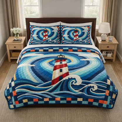 Spiral Beacon Quilted Bedding Set