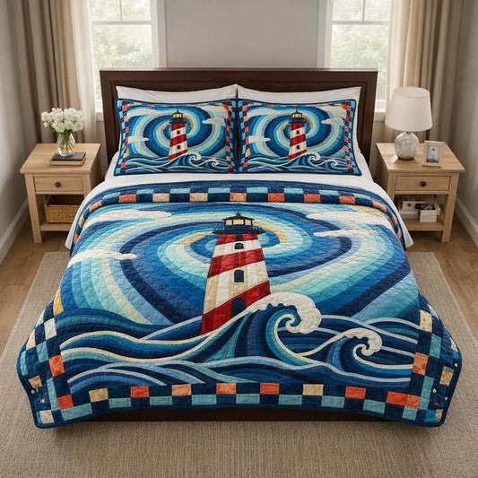Spiral Beacon Quilted Bedding Set