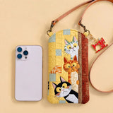 Cute 3 Cats Quilted Slim Phone Crossbody Bag