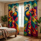 Colorful Feathers Quilted Curtains