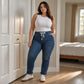 Drawstring Waist Tapered Leg Denim Joggers