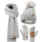 3 in 1 Winter Warmer Beanie Fleece Lined Knit Hat Scarf Gloves Gift Set