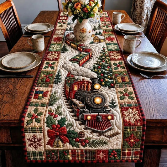 Christmas Train Journey Quilted Table Runner
