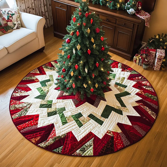 Yuletide Starburst Christmas Quilted Tree Skirt