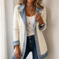 Women's Contrast Trim Collared Button Front Ribbed Knit Jacket