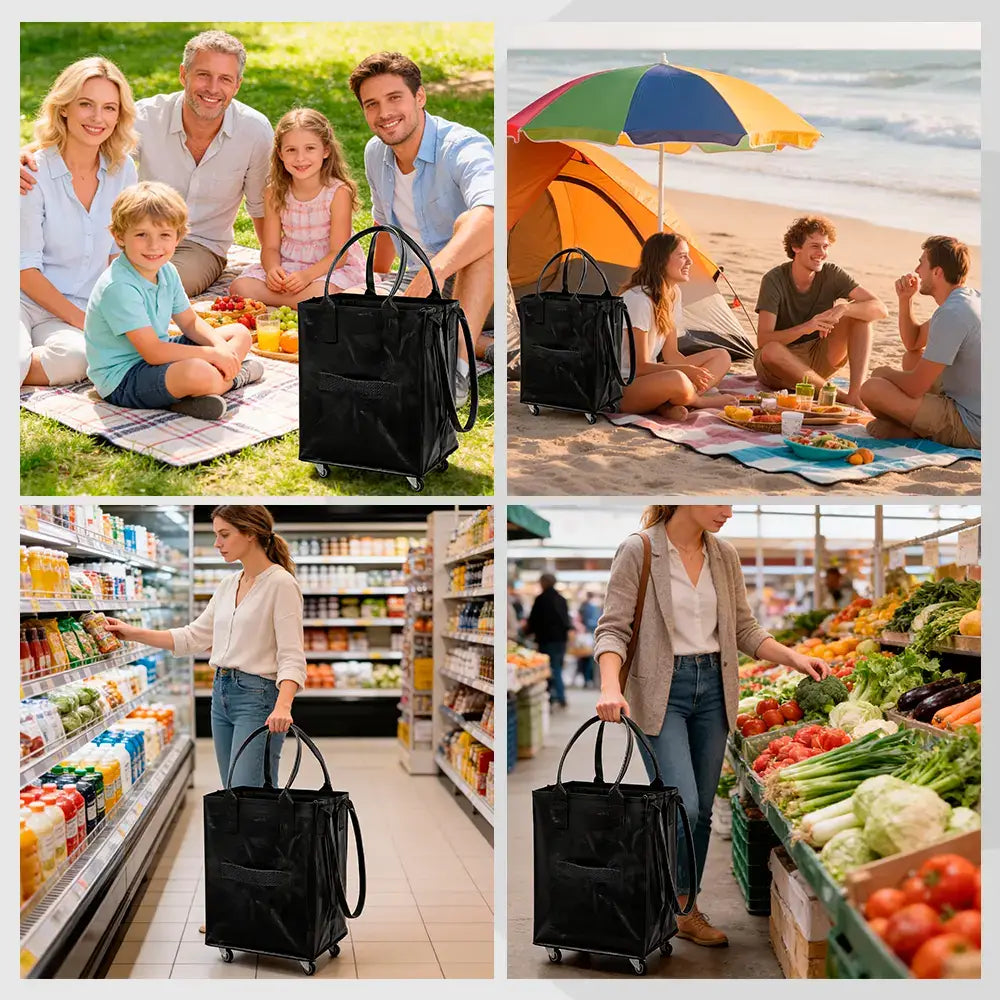 Reusable Rolling Grocery Bag with Wheels
