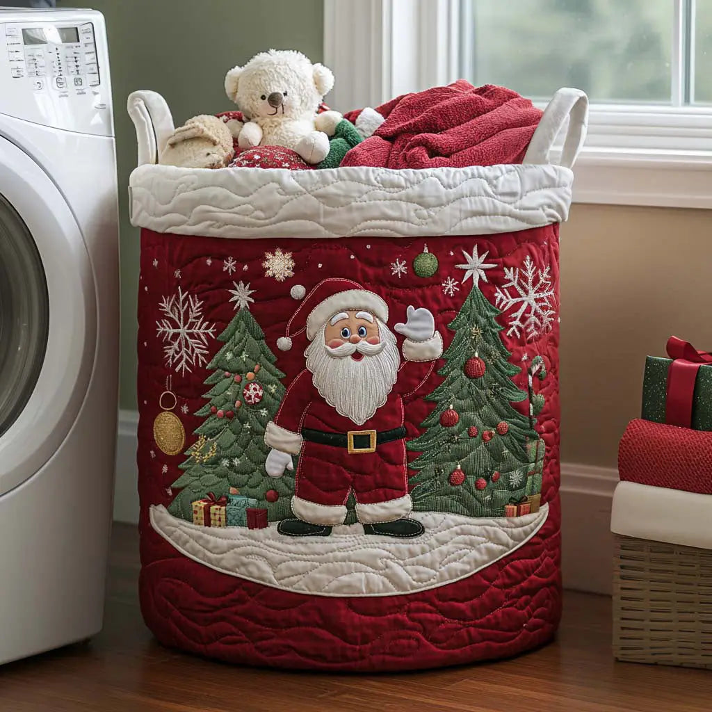 Santa Claus Christmas Quilted Laundry Basket