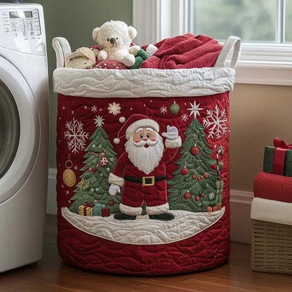 Santa Claus Christmas Quilted Laundry Basket