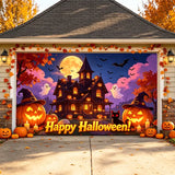 Cozy Haunted House Halloween Garage Door Banner Decoration