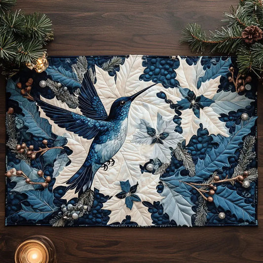 Winter Blue Hummingbird Quilted Place Mat