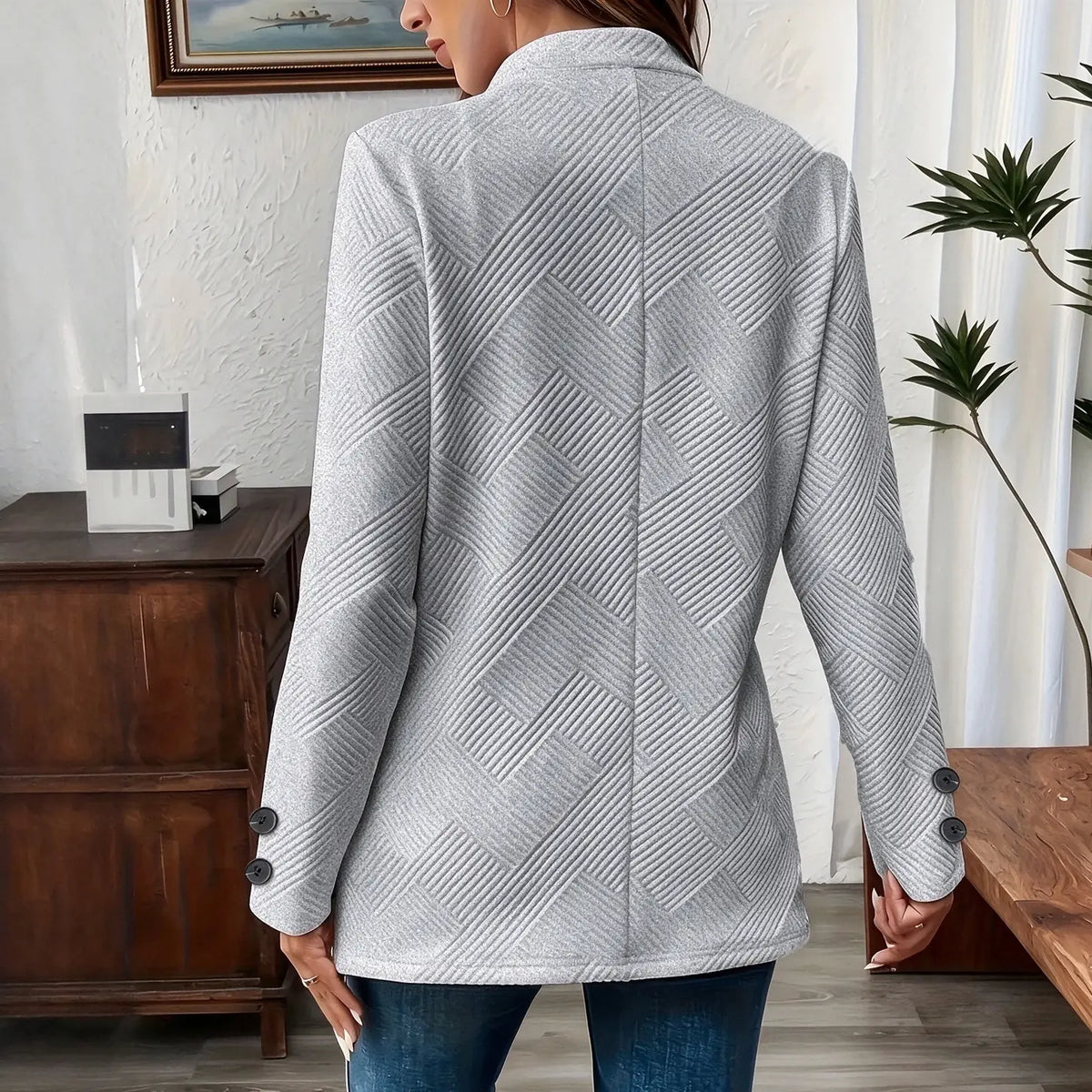 Women's Long Sleeve Blazer Casual Jacket With Pocket