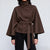 Women's Mandarin Collar Coat with Slanted Button Row