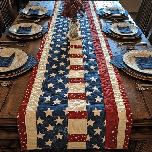Patriotic American Quilted Table Runner