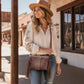 Bohemian PU Crossbody Bag with Western Fringe Tassels & Zipper Closure