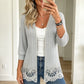 Women's Crochet Lace Trim Open-Front Cardigan