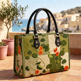 Nasturtium Flower Quilted Leather Strap Bible Handbag