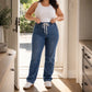 Drawstring Waist Tapered Leg Denim Joggers