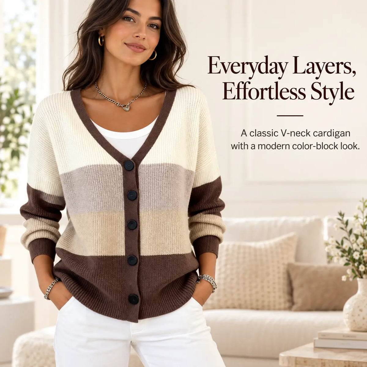 Comfortable Button-up Faux-knit Cardigan
