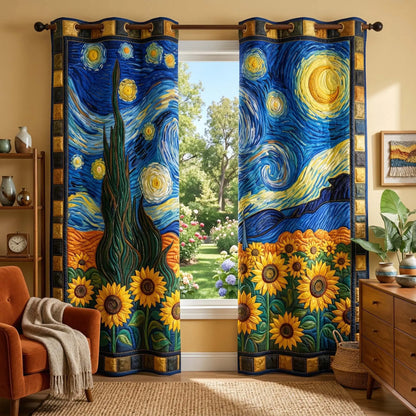 Starry Sunflower Quilted Curtains