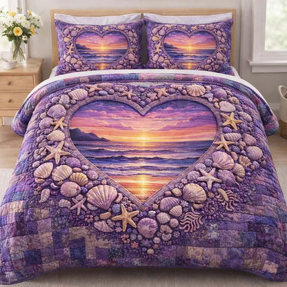 Ocean Heart Quilted Bedding Set