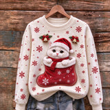 Christmas Cat Stocking Cozy Plush Sweatshirt