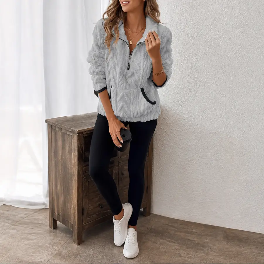 Full Size Fleece Half Zip Sweatshirt