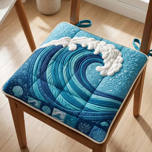 Ocean Waves Quilted Chair Cushion