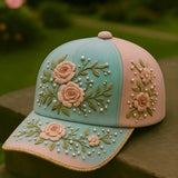 Pink Blue Rose 3D-printed Creature Pattern Cap