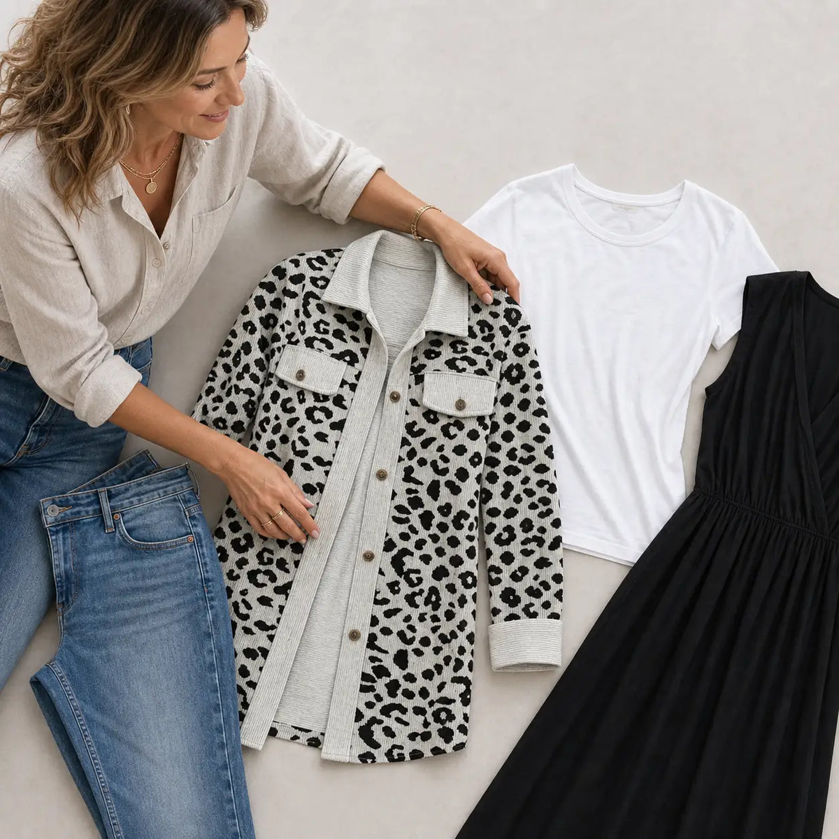 Contrast Rib Collar Leopard Print Corduroy Long Sleeve Shirt Jacket