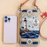 Nautical Lighthouse Quilted Slim Phone Crossbody Bag