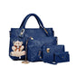 4-Piece PU Leather Tote Crossbody Matching Handbag Set