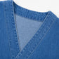 Collarless Soft-Denim-Look Button-Down Cardigan