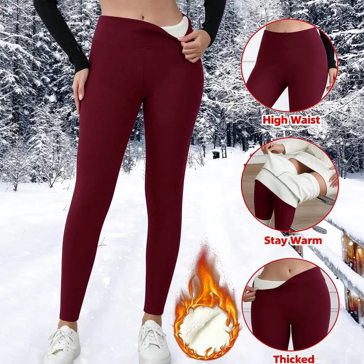 Women's High Waist Fleece Lined Thermal Pants