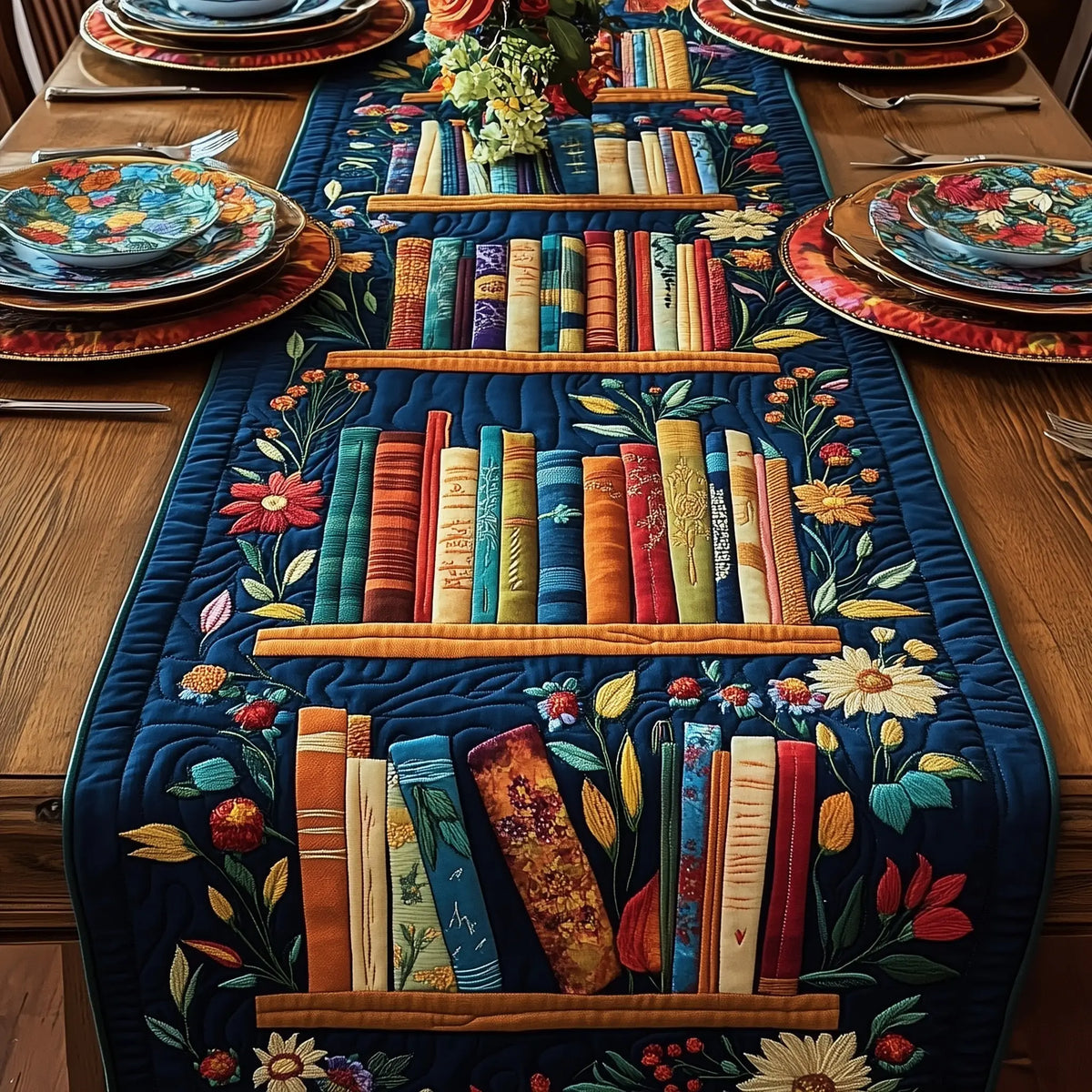 Literary Haven Quilted Table Runner