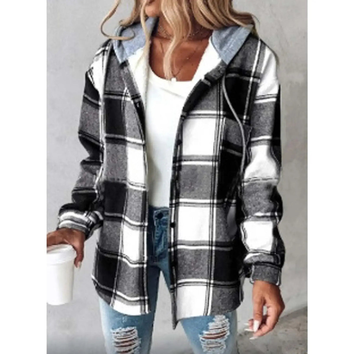 Women’s Plaid Hooded Zip-Up Jacket