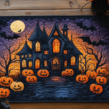 Halloween Haunted House Pumpkin Quilted Place Mat