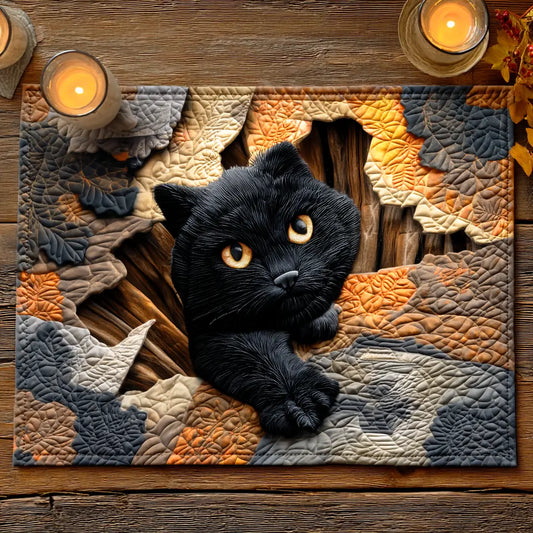 Cracked Ground Cat Quilted Place Mat