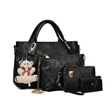 4-Piece PU Leather Tote Crossbody Matching Handbag Set