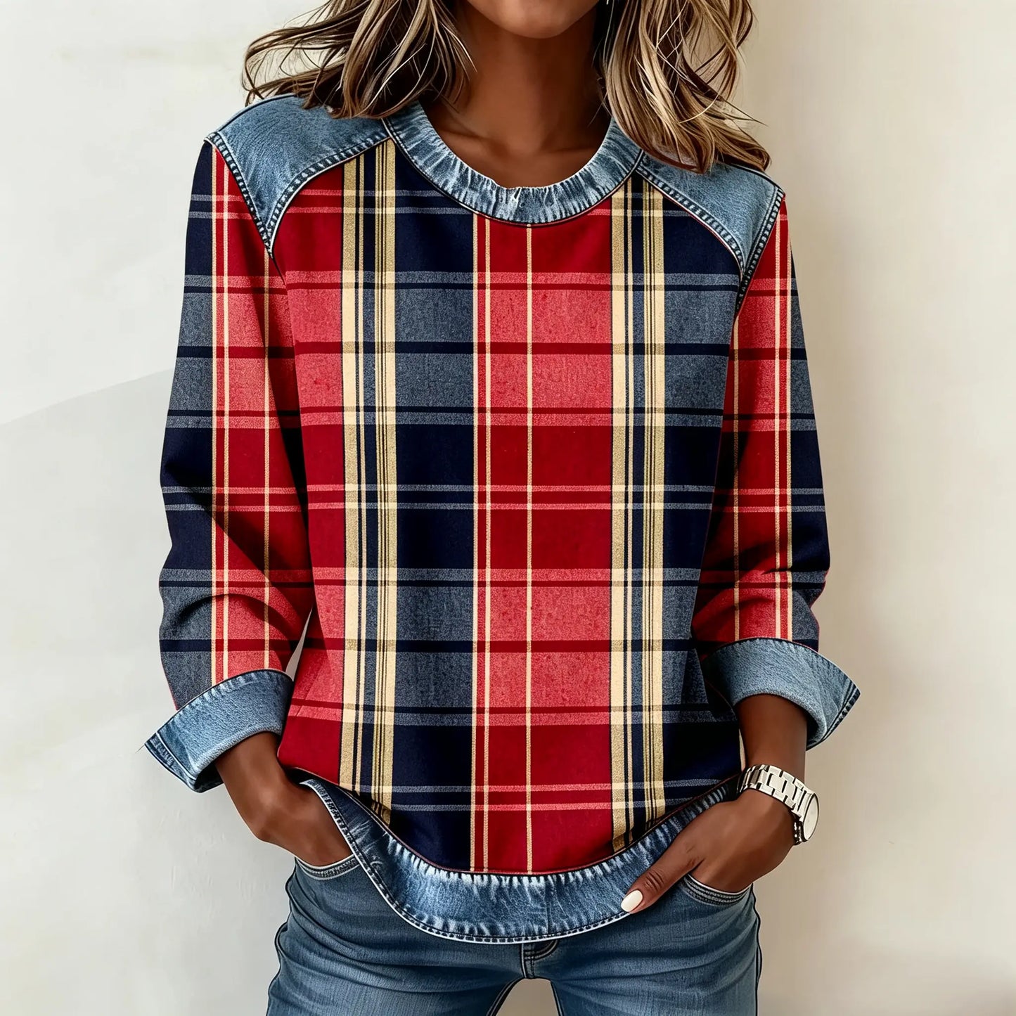 Patchwork Sweatshirt Women – Relaxed Urban Style