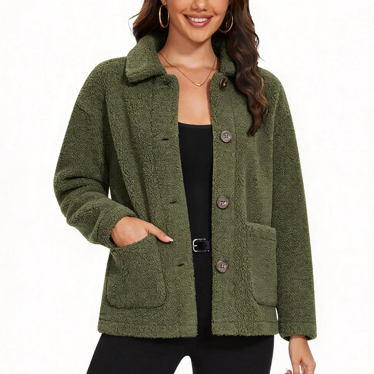 Women's Loose Soft Fleece Sherpa Teddy Jacket