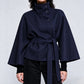 Women's Mandarin Collar Coat with Slanted Button Row